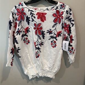 Kindred White Floral Embroidered Women's Top